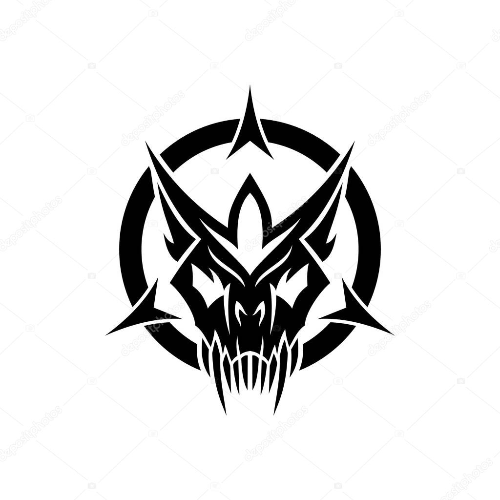 Demon skull circle logo design