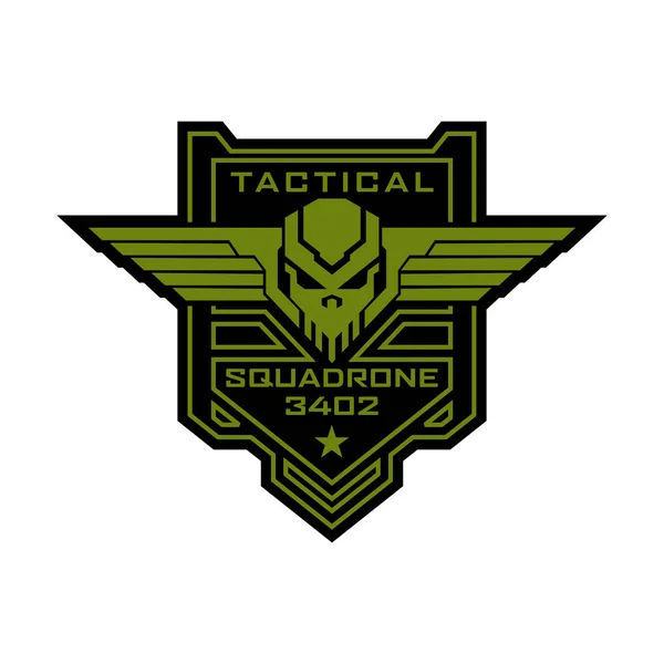 飛行隊の戦術的な軍の頭骨のロゴ — ストックベクタ