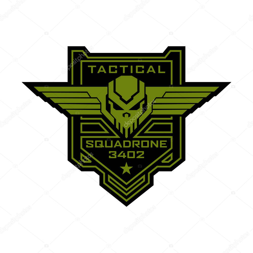 Tactical military skull squadron logo