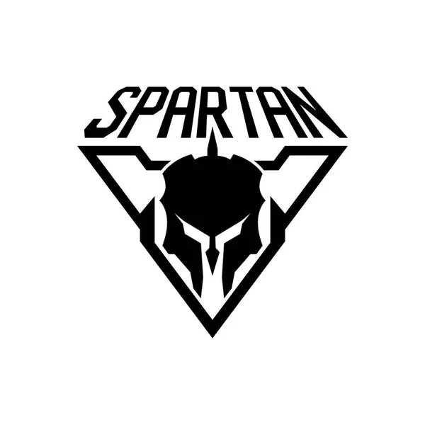 Spartan Helmet Triangle Logo Design — Stock Vector