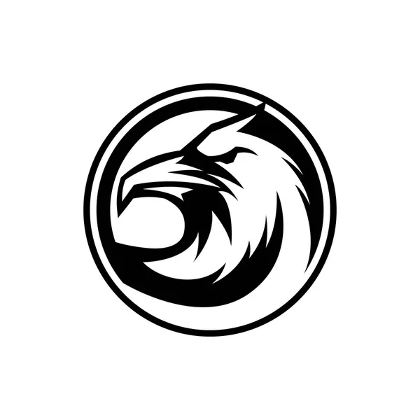 Eagle Cirkel Gaming Logo Ontwerp Geïsoleerd — Stockvector