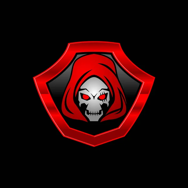 Design Del Logo Red Shield Reaper — Vettoriale Stock