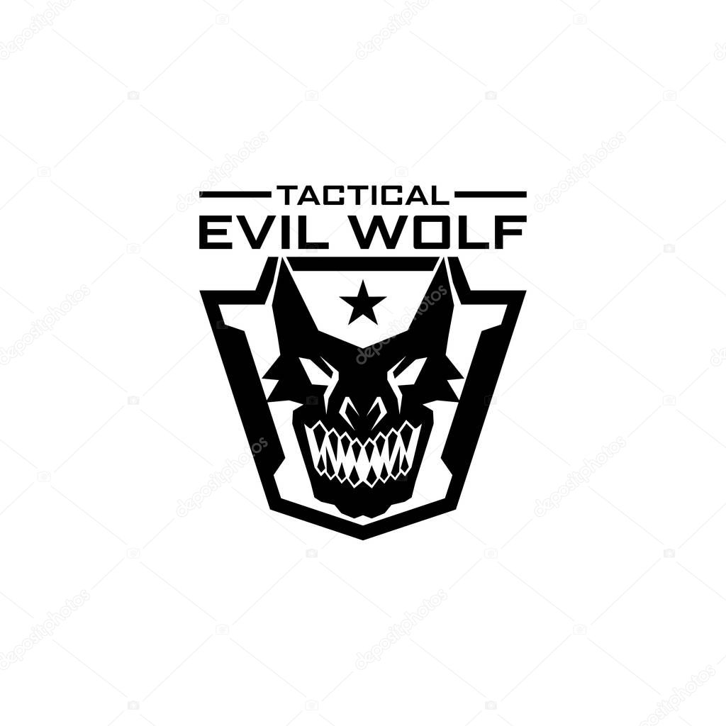 Tactical evil wolf logo design