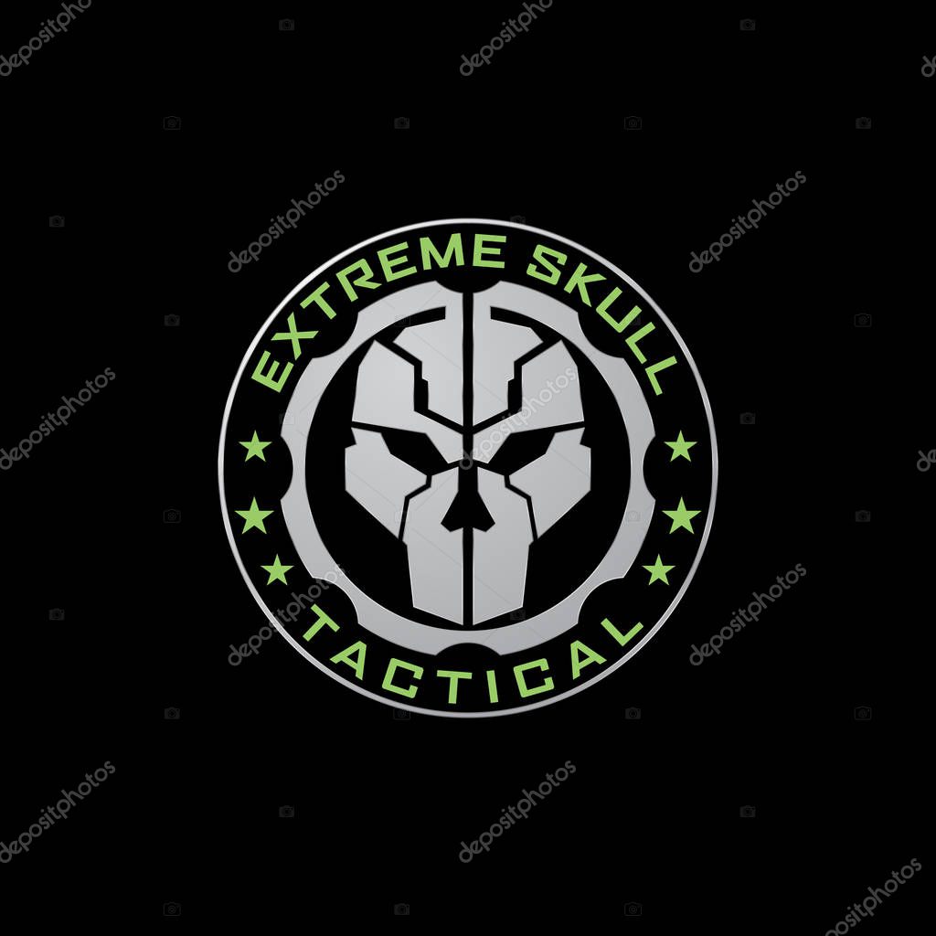 Extreme tactical gear skull logo design