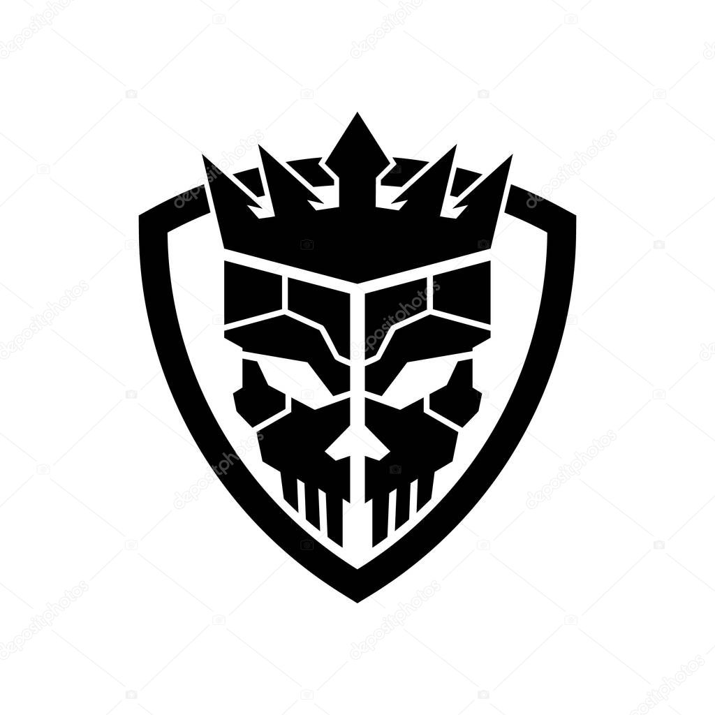 Skull king shield logo icon