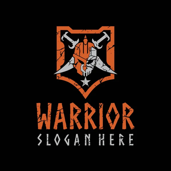 Sparťanský Válečník Přes Meč Logo — Stockový vektor