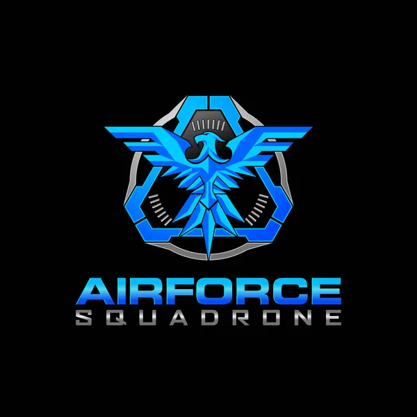 Tactische Luchtmacht Eagle Squadrone Logo Ontwerp — Stockvector