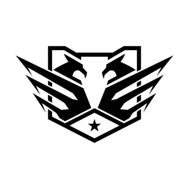 Double Eagle Badge tactical logo design Template clipart