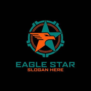 Star rozet taktik askeri logo tasarım şablonu kartal