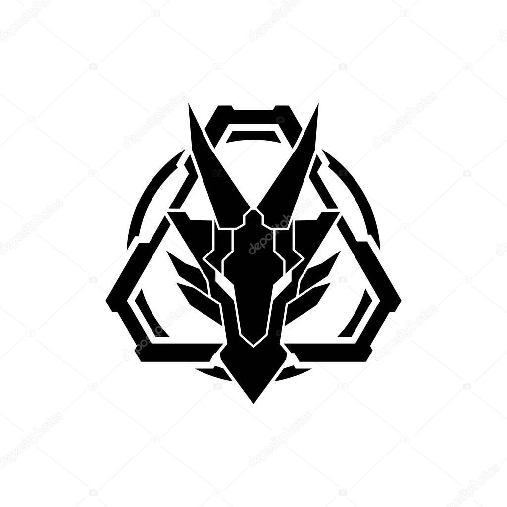  Dragon Head military tactical logo design illustration