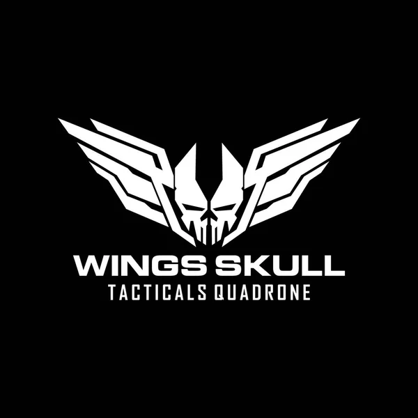 Wings Skull Military Tactical Squadrone Logo Design Template — Stock Vector