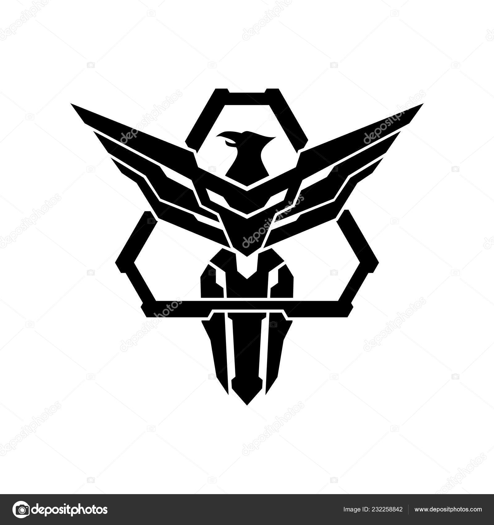 Eagle Military Emblem Triangle Badge Logo Design Template Stock Vector