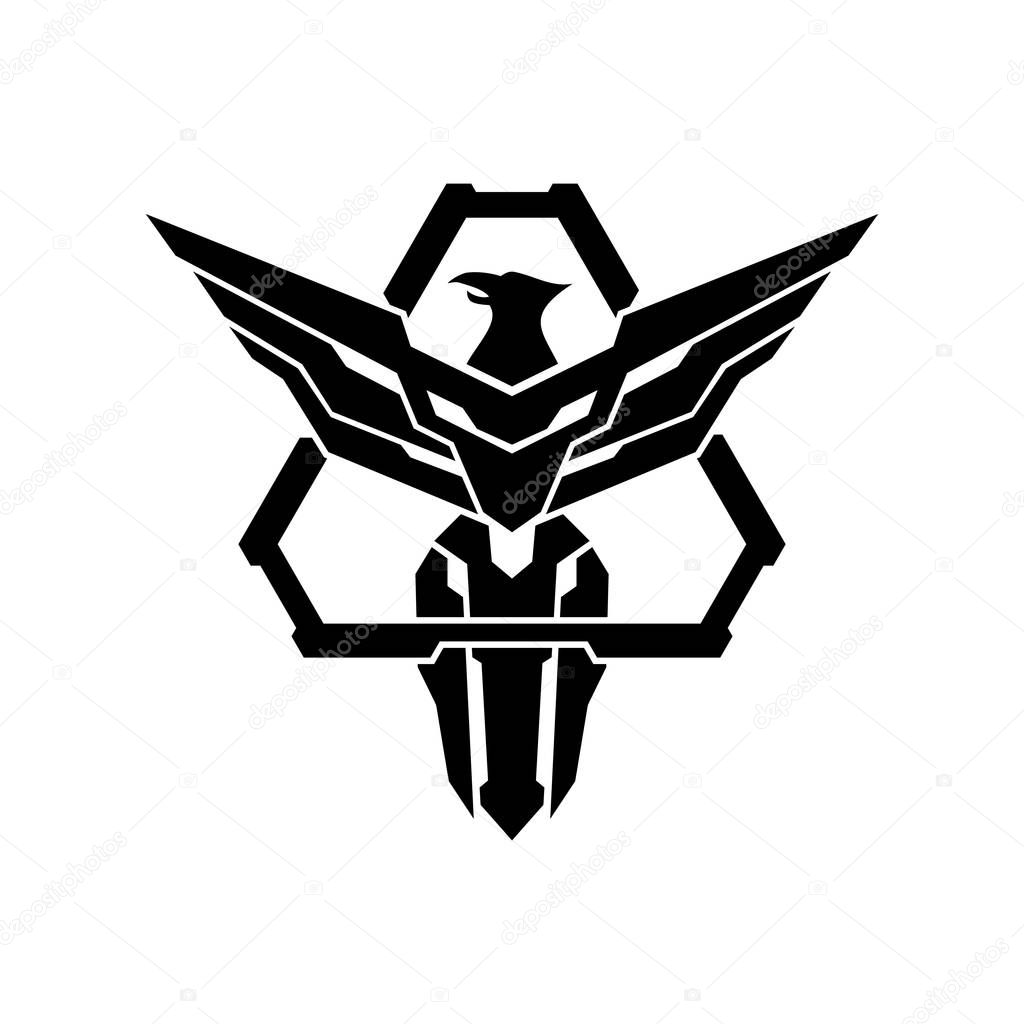Eagle military emblem triangle badge logo design template.