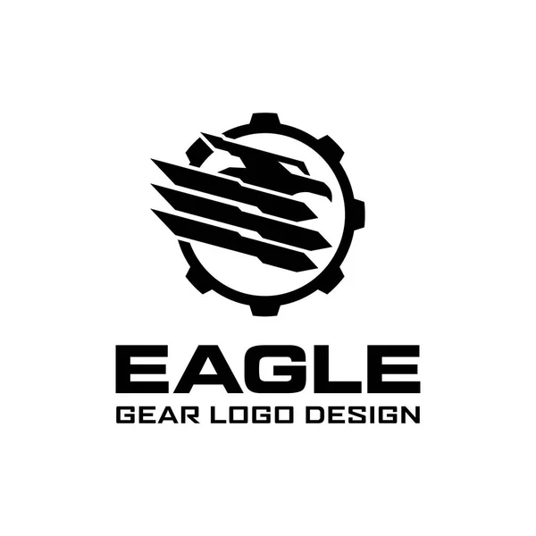 Eagle Head Gear Военный Шаблон Логотипа — стоковый вектор