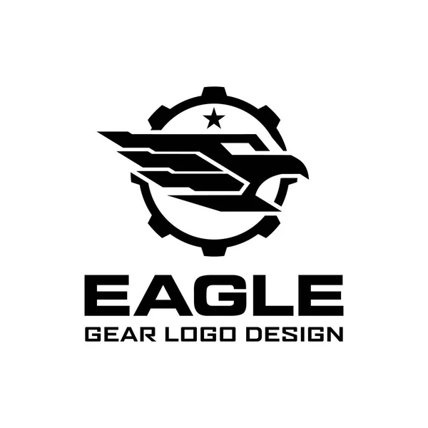 Modello Design Icona Logo Militare Eagle Head Gear — Vettoriale Stock