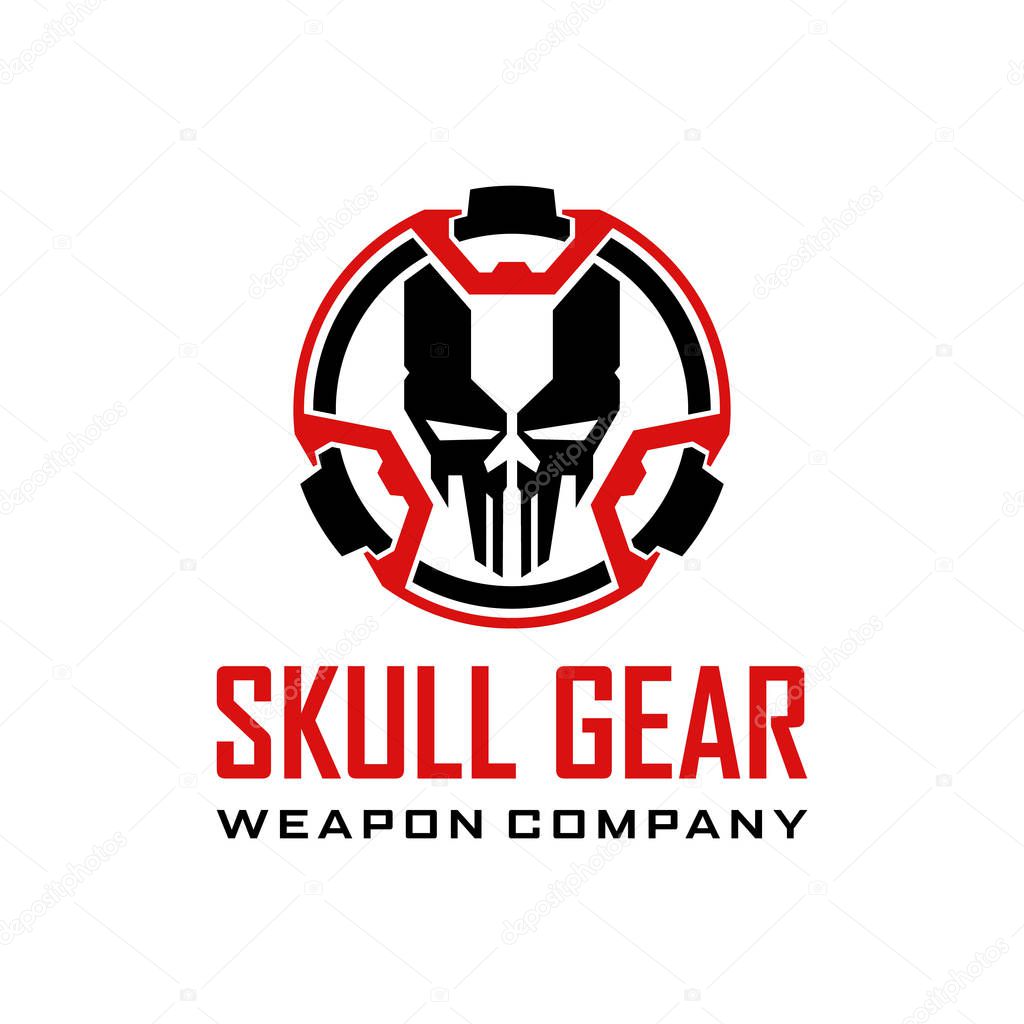 Skull Circle Gear Weapon Company Military tactical vector logo design template