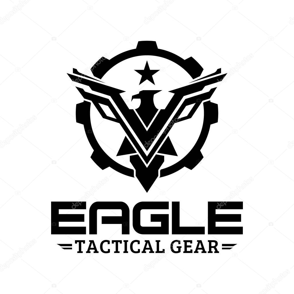 Eagle tactical gear vector logo design illustration template