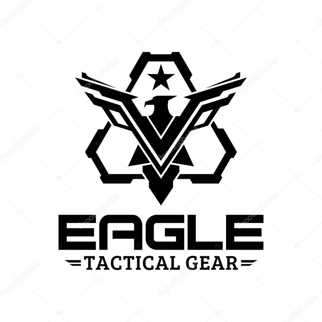 Eagle tactical triangle gear vector logo design illustration template