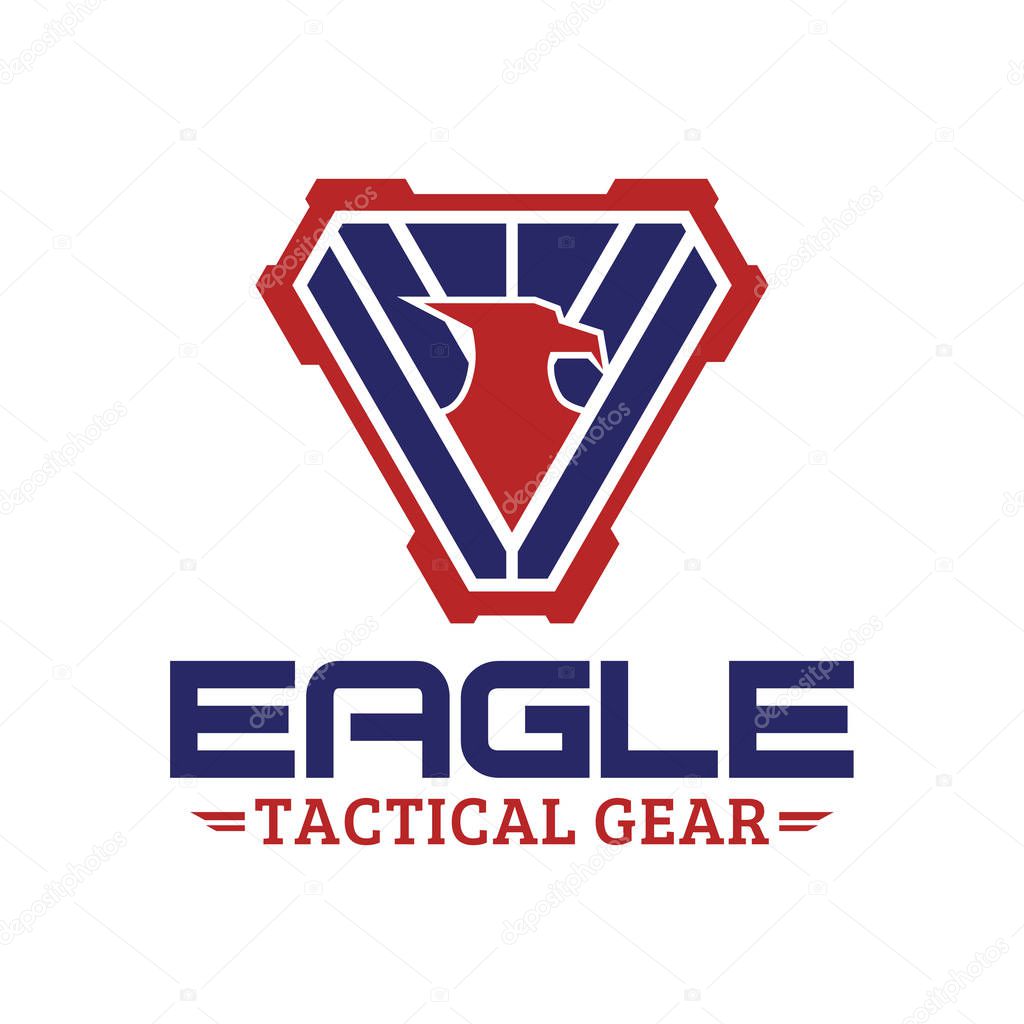 Eagle Head tactical triangle gear vector logo design illustration template