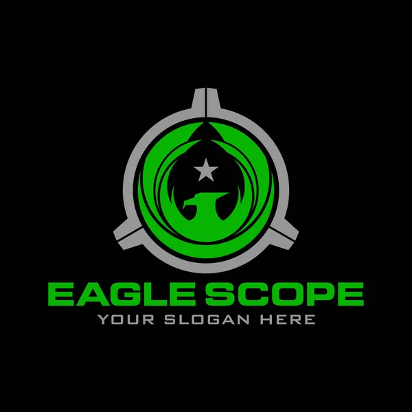 Eagle Scope Logo Design Illustration Template — Stock Vector