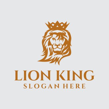 Aslan kral vektör logo tasarım çizim şablonu