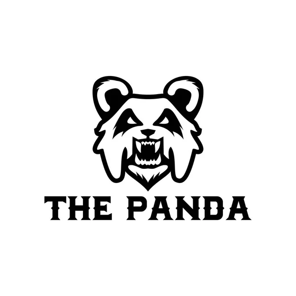 怒っているパンダのロゴ デザイン ベクトル テンプレート — ストックベクタ