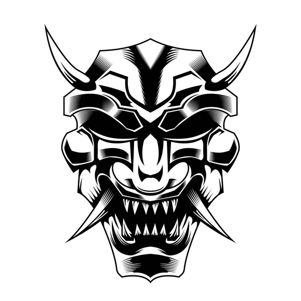 Ronin Samuray Kötü Baş Vektör Çizim Şeytan — Stok Vektör
