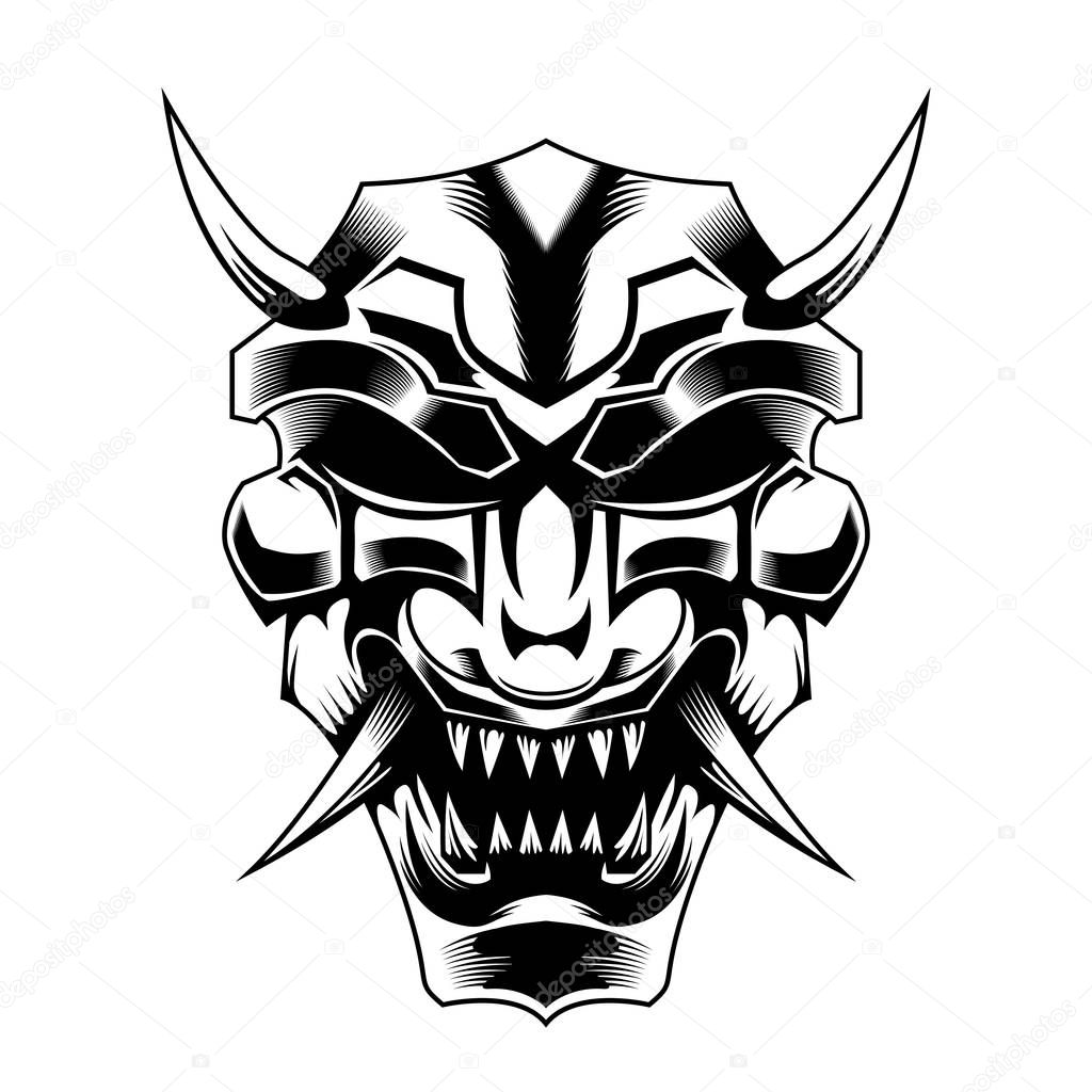 Ronin Samurai devil evil head vector illustration