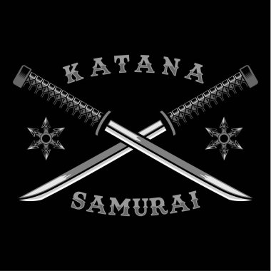 Vektör çizim Katana çapraz samuray silah