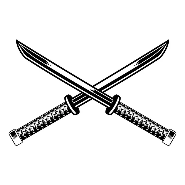 Meč Katana Cross Ninja Zbraň Vektorové Ilustrace — Stockový vektor