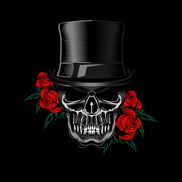 Voodo Skull Rose Vector Illustration — Stock Vector