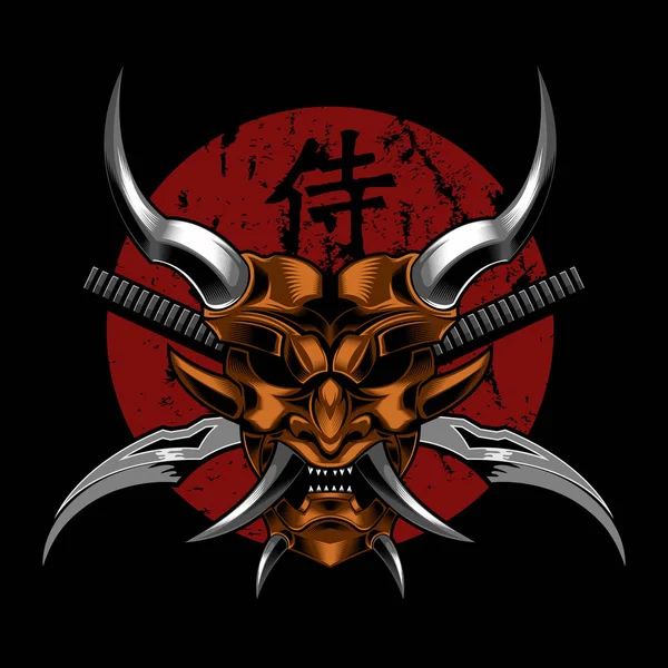 Samurai Malvado Diablo Vector Ilustración — Vector de stock