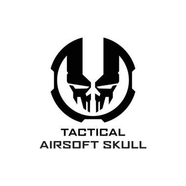 Airsoft kafatası logo tasarım vektör