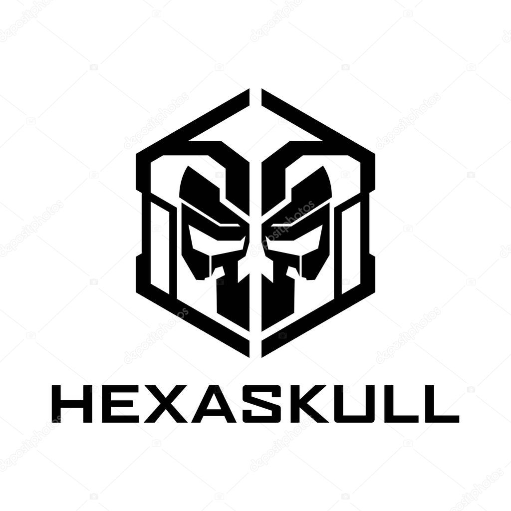 Hexagon Skull logo vector