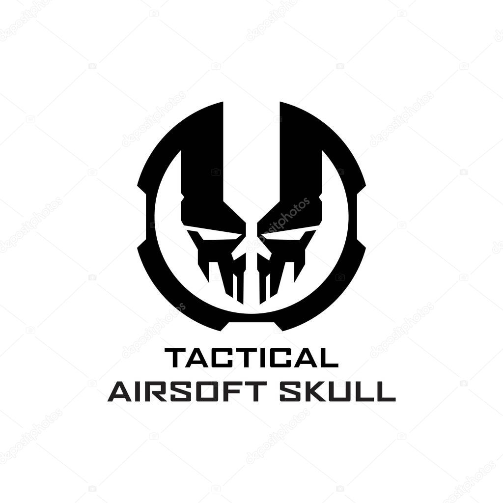 Airsoft skull logo design vector