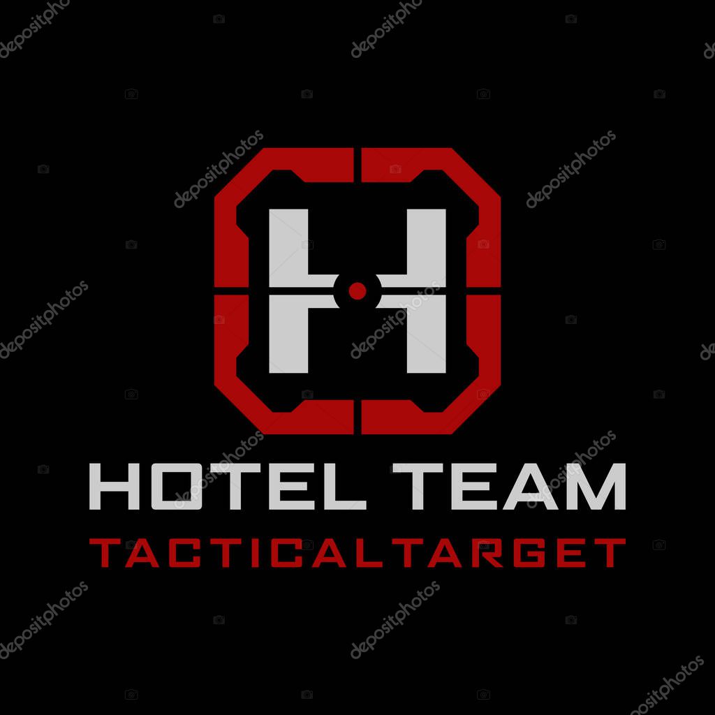 H Letter Tactical target logo design
