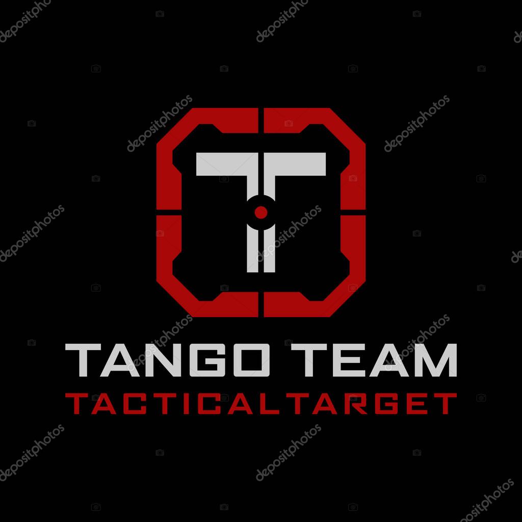 T Letter Tactical target logo design