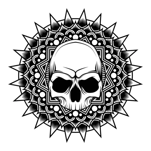 Mandala Skull Vector Ilustração Arte Design Para Tatuagem Shirt Outros — Vetor de Stock