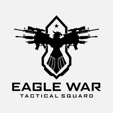 Oyun, Takım, Askeri, Cephane, Silah, Taktik, Şirket ve diğer için Eagle War Logo Şablon Tasarım İllüstrasyon