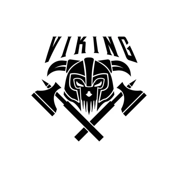 Viking Schedel Assen Helm Logo Sjabloonontwerp Illustratie Voorspel Team Militaire — Stockvector