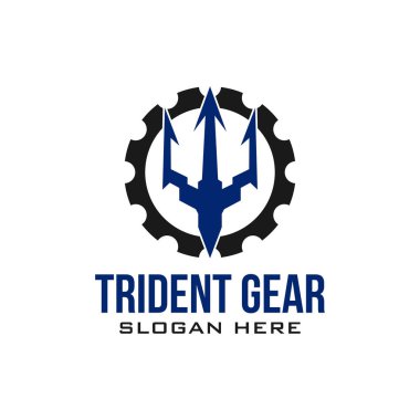 Marine Trident Neptün logo tasarım şablonu vektörü