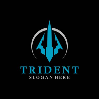 Trident Marine Weapon neptün logo tasarım şablonu vektör koyu arka plan üzerinde
