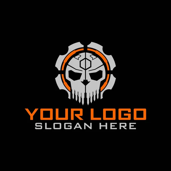 Kalkan Logo Şablontaktik Askeri Skull Gear Tasarım Armory Squadrone Takım — Stok Vektör