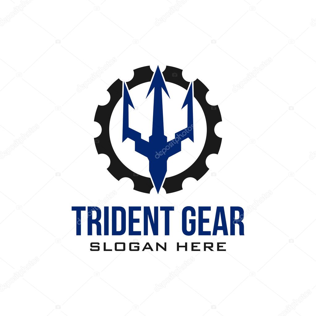 Marine Trident Neptune logo design template vector