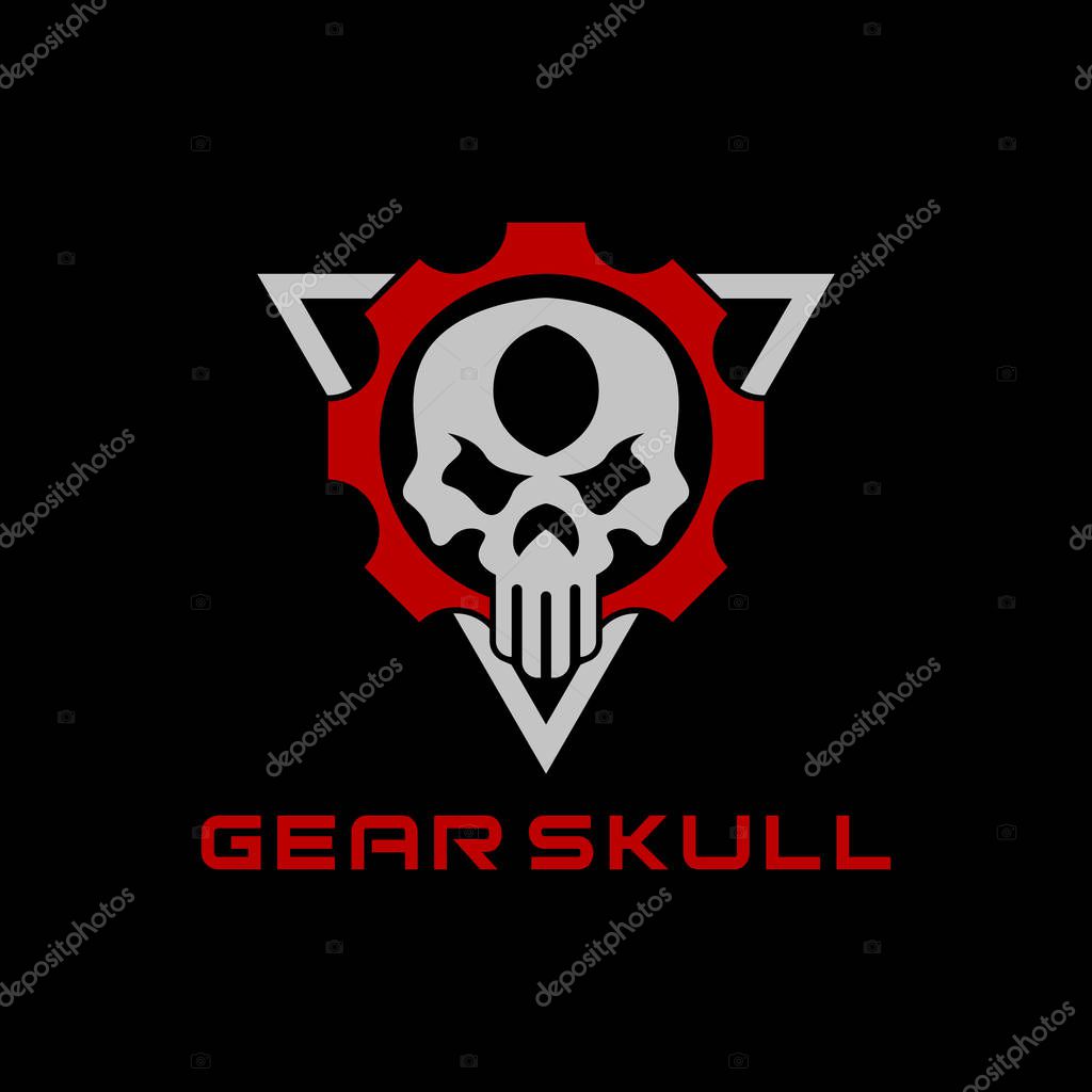 Gear Skull Logo Template Design Illustration for Game, team, Military, Armory, Weapon, Company and other