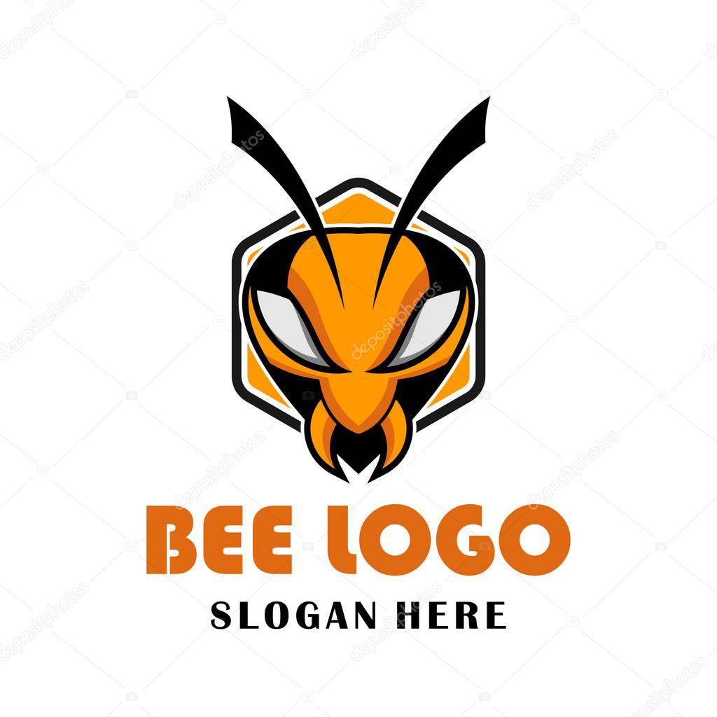 Bee wasp Hexagon Logo design illustration for game, team, military company and other