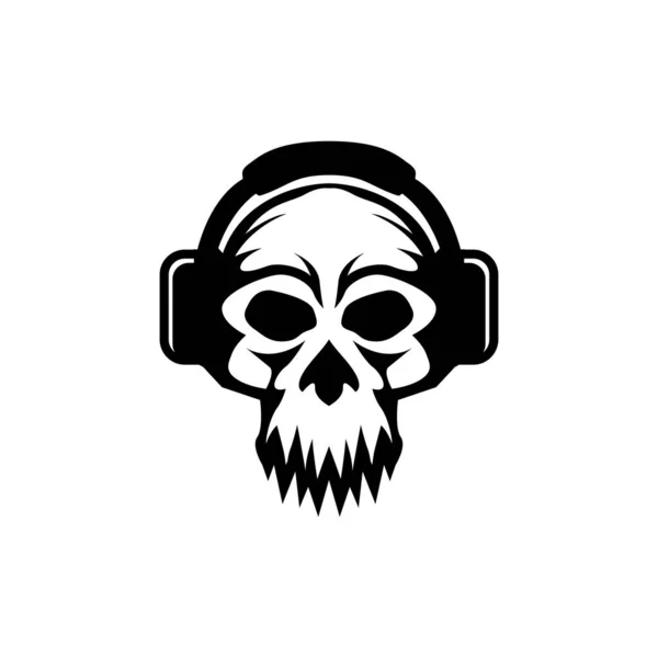 Icon Hörlurar Skull Logo Emblem För Design Affischer Utskrifter Klistermärken — Stock vektor