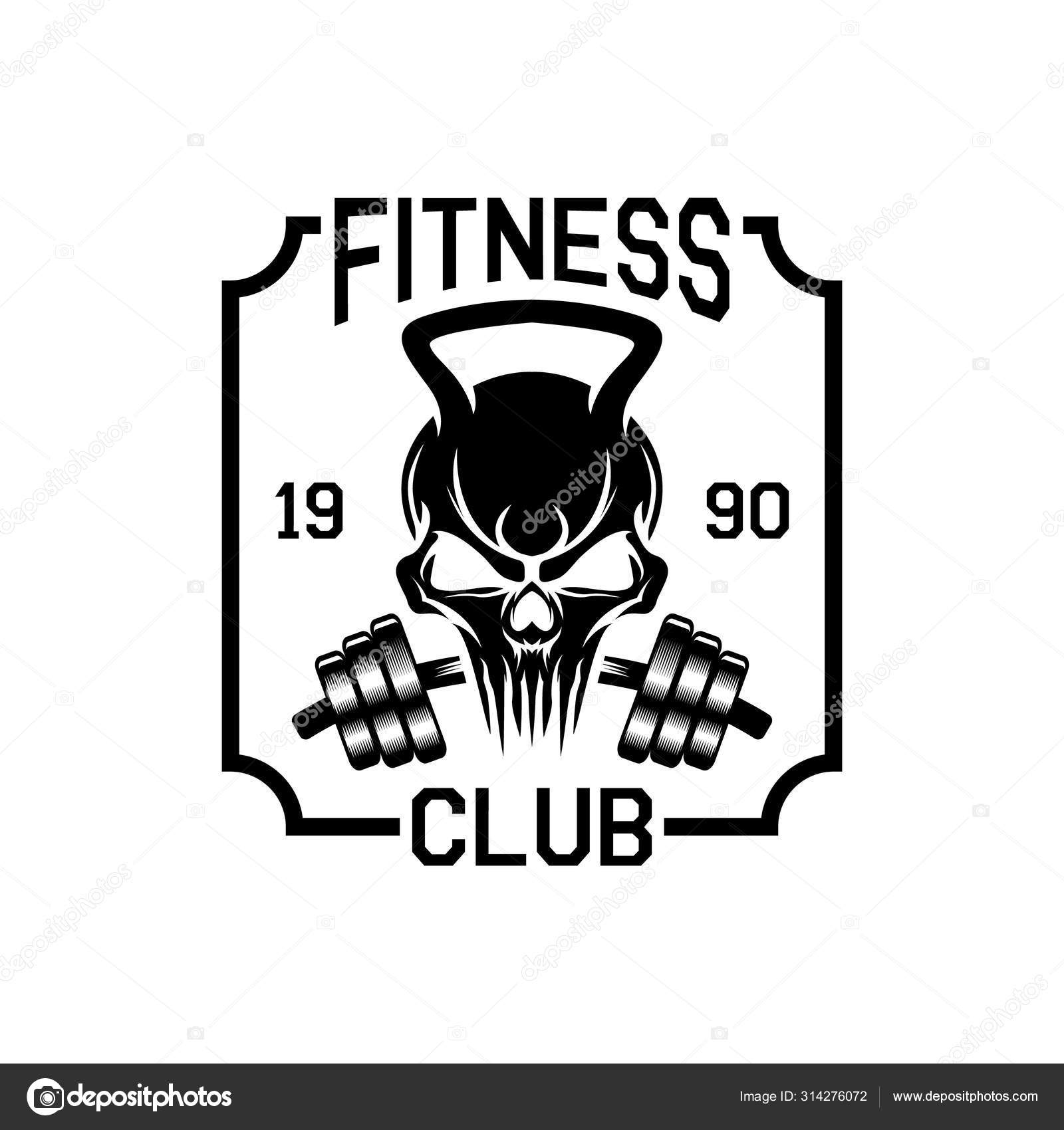 Skull Fitness Club Logo Design Template Stock Vector Image By C Eko07