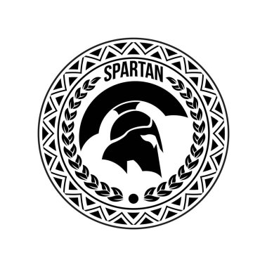 Sparta Miğfer Çemberi askeri oyun cephaneliği ve şirket için logo tasarımı şablonu.