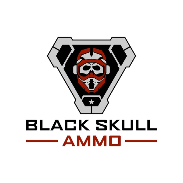 Modello Design Del Logo Malvagio Tattico Black Ammo Skull Armeria — Vettoriale Stock
